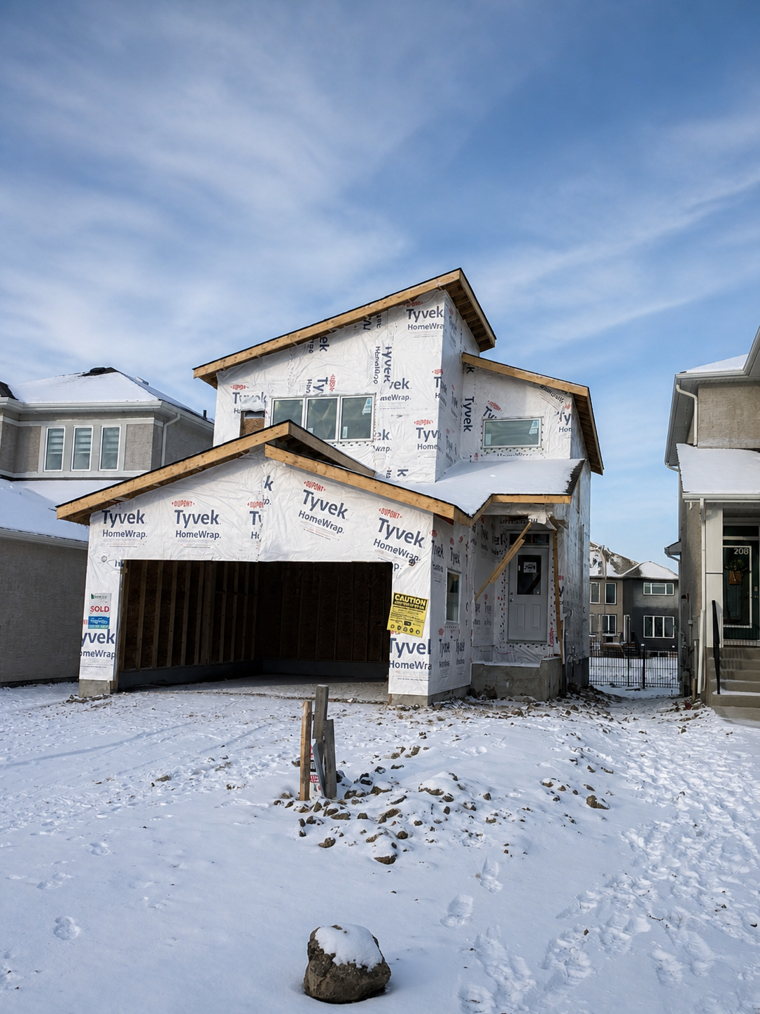Tyvek wrapped residential project